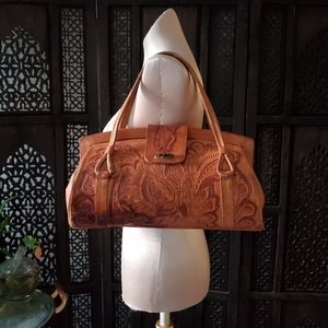 Leather Vintage tooled bag